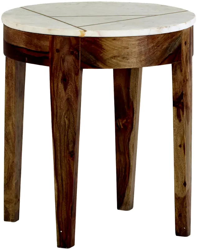 Marmoreal Brown and White Marble End Table