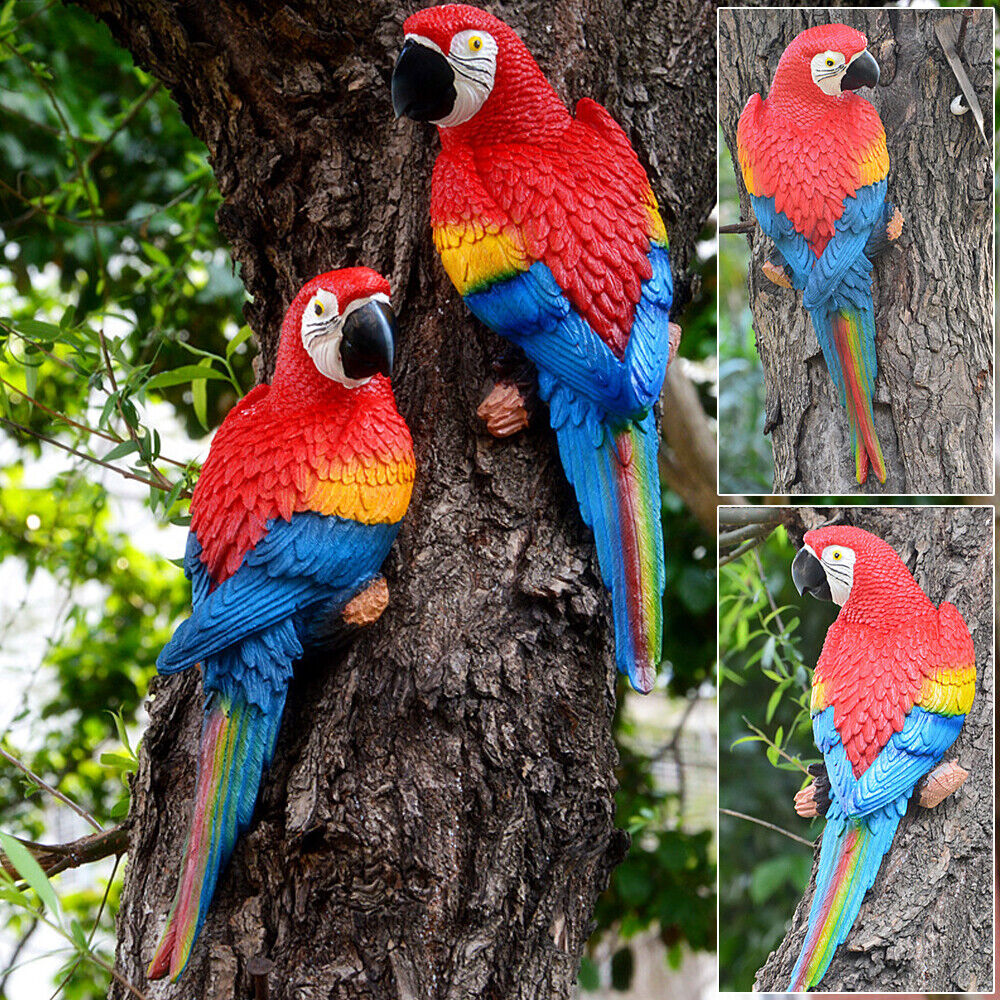 JahyShow Fake Parrot Decor Artificial Parrots for Decoration Resin Lifelike Fake Macaw Tropical Bird Statue for Decorative Garden Outdoor Patio Tree Yard Wall Decor