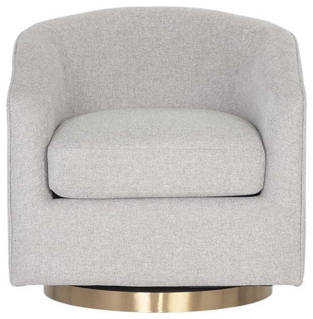 Hazel Swivel Lounge Chair  Gold  Belfast Heather Gray   Transitional   Armchairs And Accent Chairs   by Sunpan Modern Home  Houzz