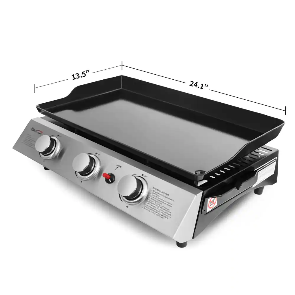 Royal Gourmet PD1300 Portable 3-Burner Built-in Propane Gas Grill in Stainless Steel