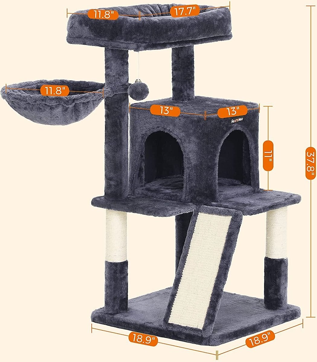 FEANDREA 37.8-in Faux Fleece Cat Tree and Condo