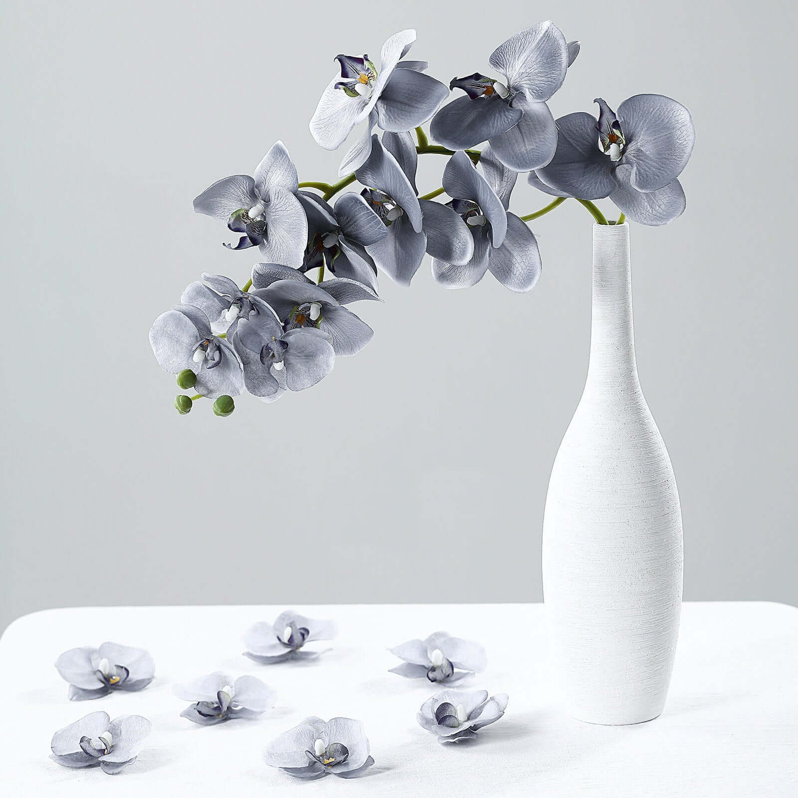 20 Flower Heads Charcoal Gray Artificial Silk Orchids DIY Crafts 4