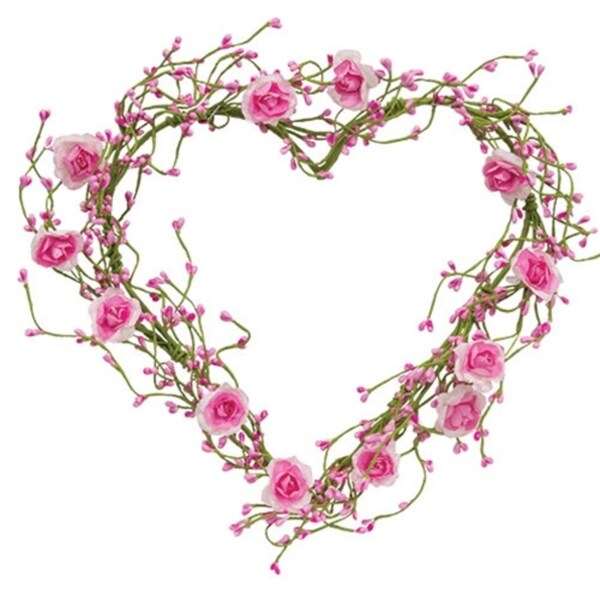 Pink Roses and Pip Berry Heart Wreath