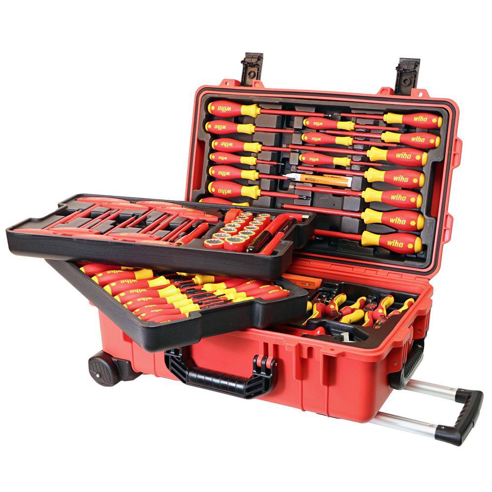 Wiha 80-Piece Master Electrician's Insulated Tools Set In Rolling Hard Case 32800