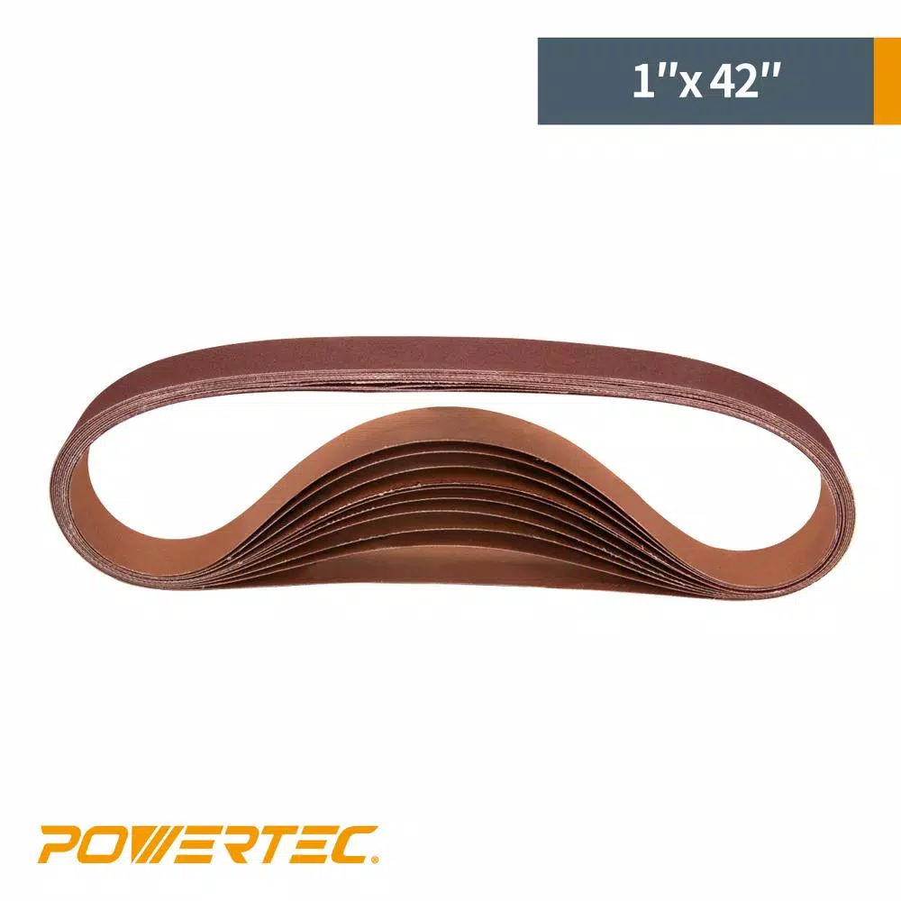 POWERTEC 1 in. x 42 in. 150-Grit Aluminum Oxide Sanding Belt (10-Pack) and#8211; XDC Depot