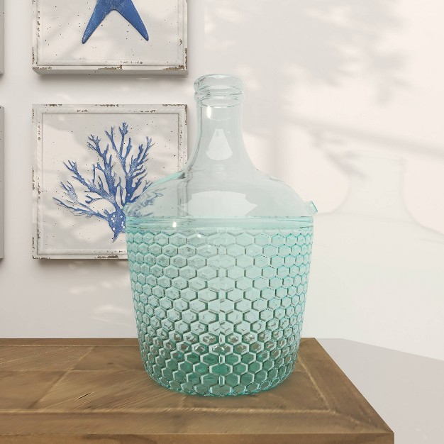 17 x27 x27 X 10 x27 x27 Recycled Glass Vase With Bubble Texture Blue Olivia amp May