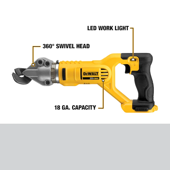 DEWALT DCS496B 20-Volt MAX Cordless 18-Gauge Swivel Head Offset Shears (Tool-Only)