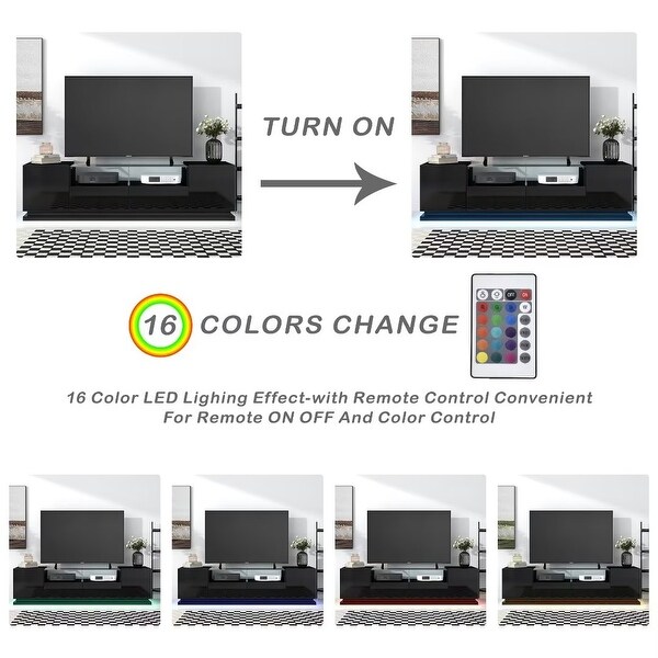 TV Stand with LED Color Changing Lights，for TVs Up to 70