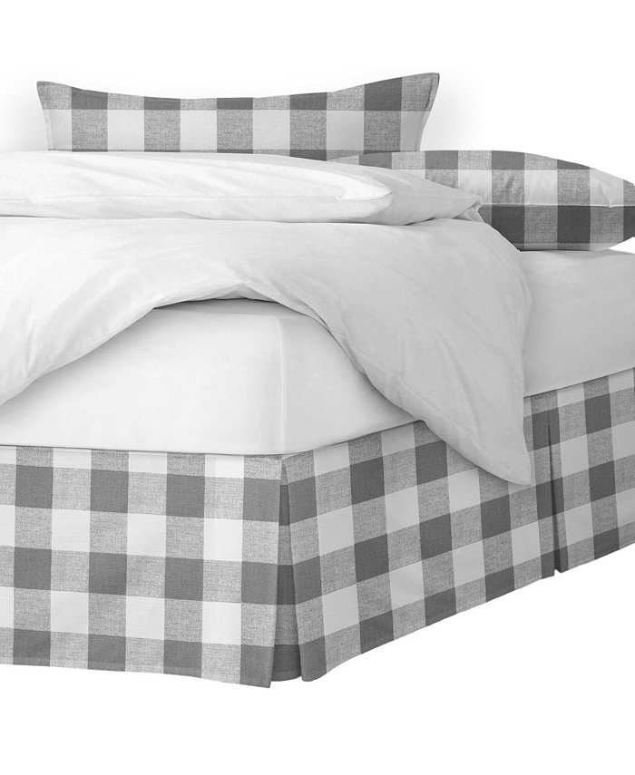 6ix Tailors Fine Linens Lumberjack Check Gray White Platform Bed Skirt King 15