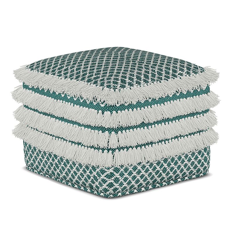 Simpli Home Leah Square Woven Indoor / Outdoor Pouf