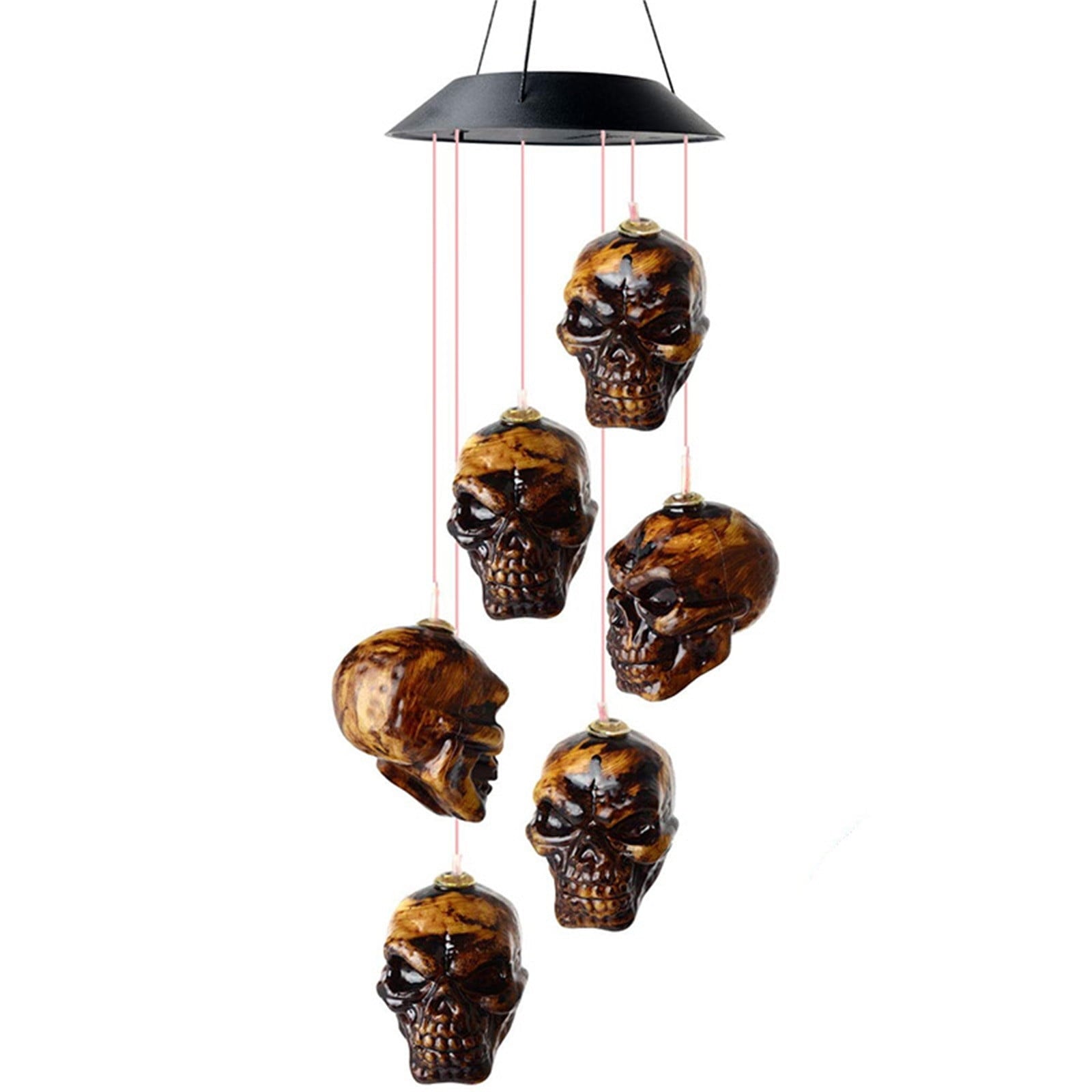 ICQOVD Solar Skeleton Skull Solar Powerd Led Wind Chimes Night Light Party Decorate