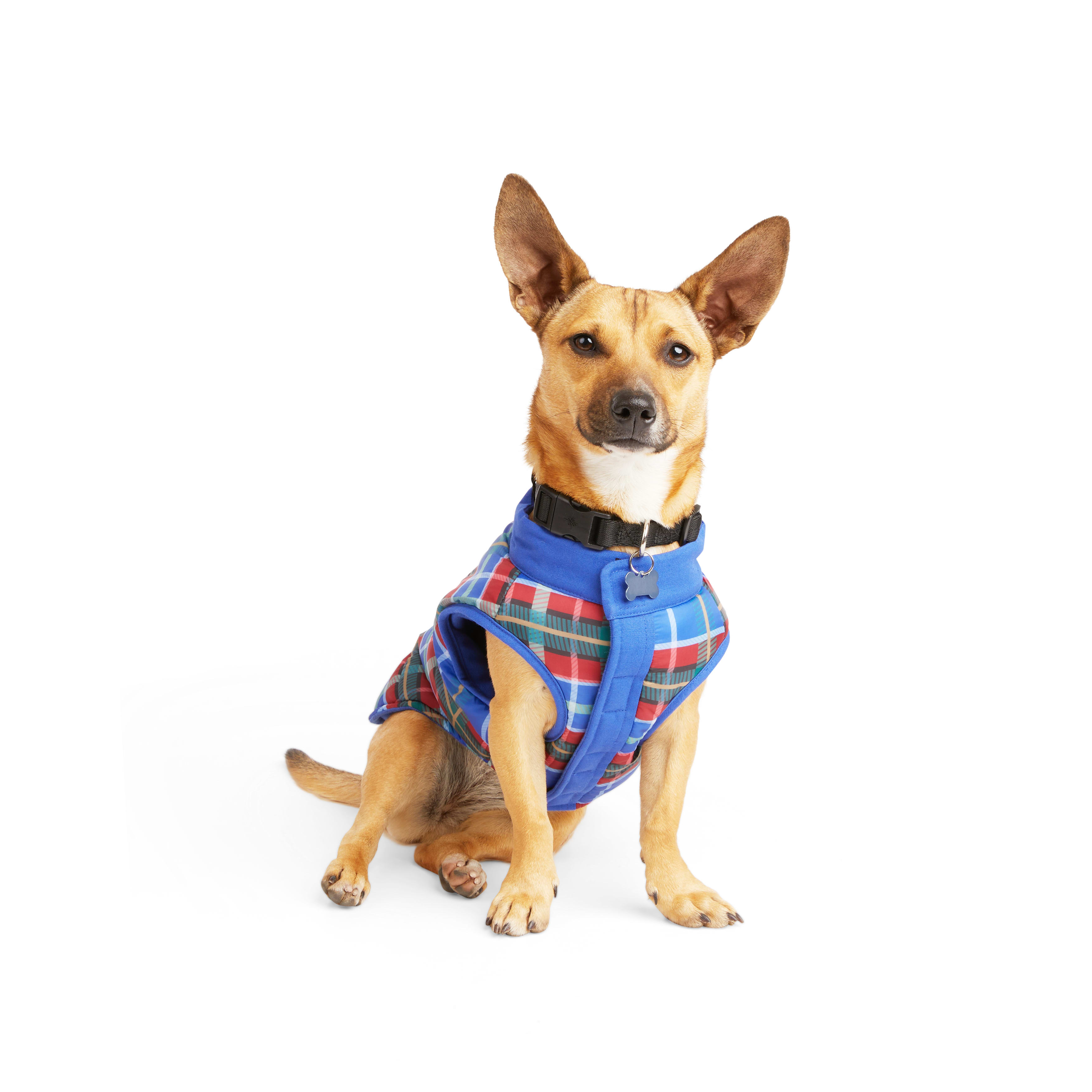 YOULY Blue Plaid Dog Vest， XX-Small