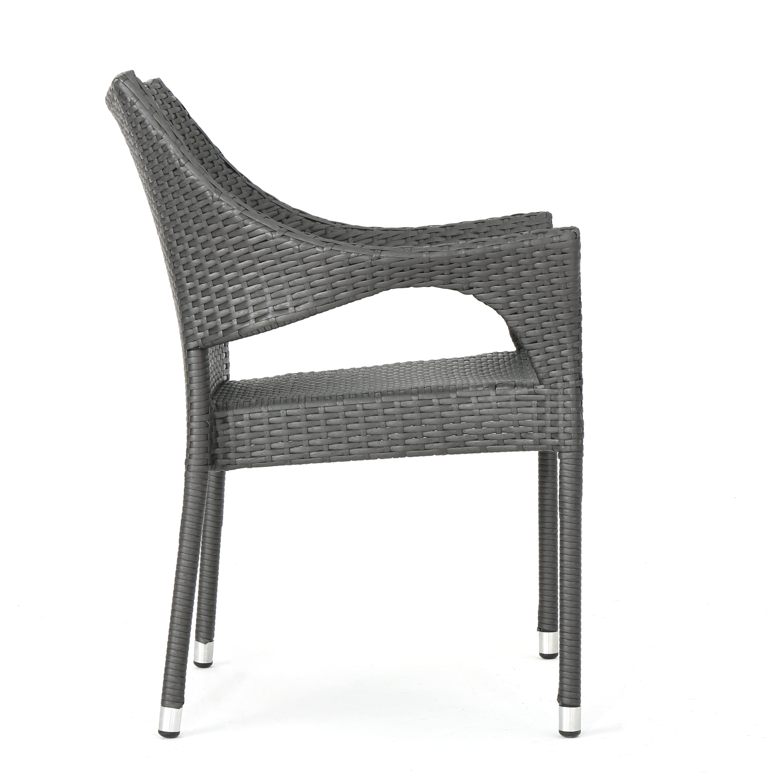 Melisandre Outdoor Grey Wicker Stacking Chairs (Set of 4)