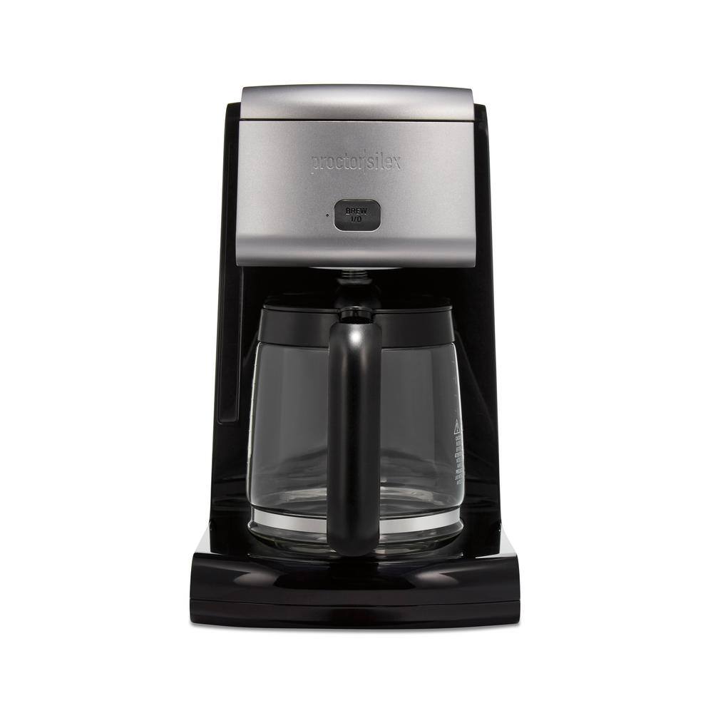 Proctor Silex 12-Cup Black FrontFill Coffee Maker with Glass Carafe 43686