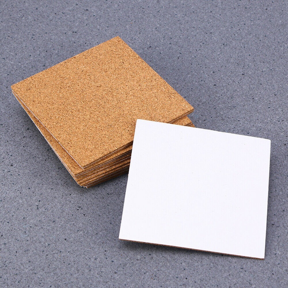 QIFEI 50Pcs Self Adhesive Cork Squares， Strong Cork Adhesive Sheets， Reusable Cork Board Cork Backing Sheets， Mini Wall Cork Tiles Mat for Coasters and DIY Crafts Brown