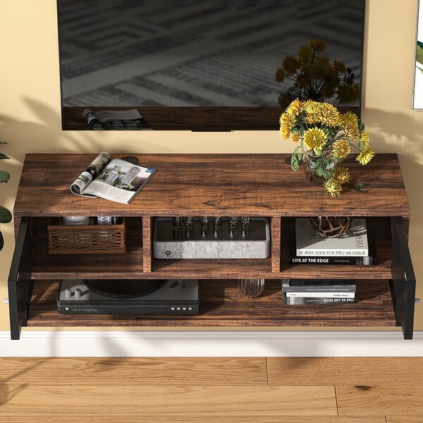 Floating TV Stand with Cable Management and 2 Door Storage Cabinet， 40 Inch Wall Mounted TV Shelf - n/a