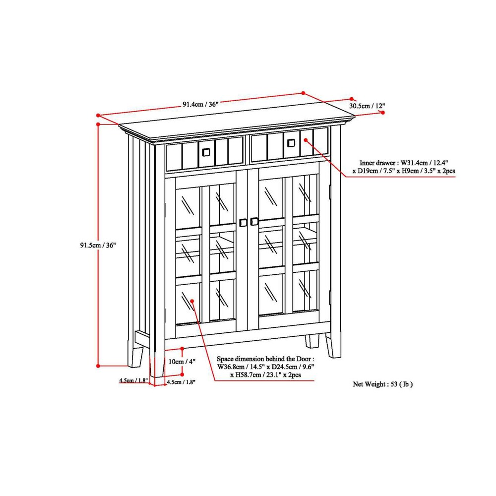 WYNDENHALL Normandy SOLID WOOD 36 inch Wide Entryway Hallway Storage Cabinet   36\