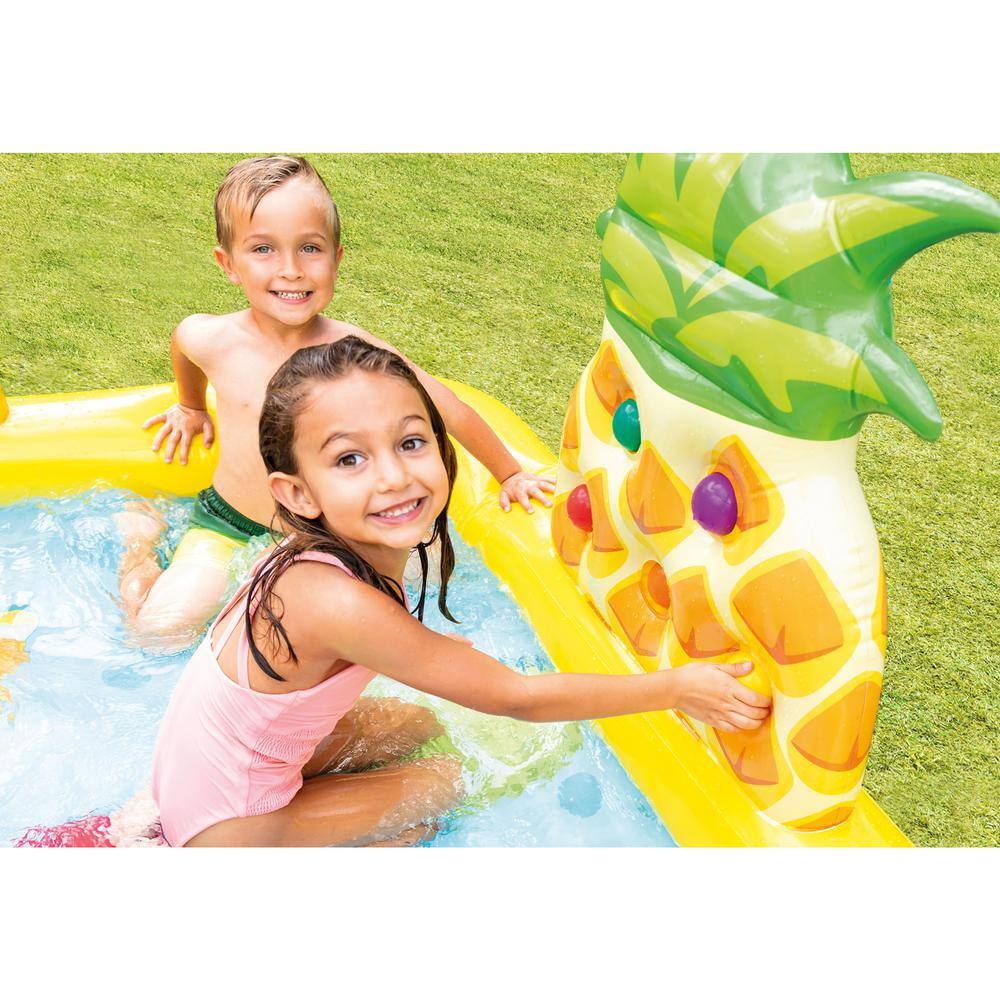 Intex Fun'N Fruity 96 in. x 75 in. x 36 in. Outdoor Inflatable Kiddie Pool and Play Center with Slide 57158EP