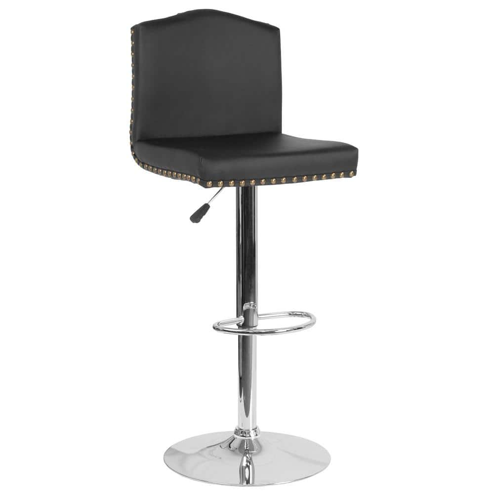 Carnegy Avenue 32.5 in. Adjustable Height Black Leather Bar Stool CGA-DS-231710-BL-HD