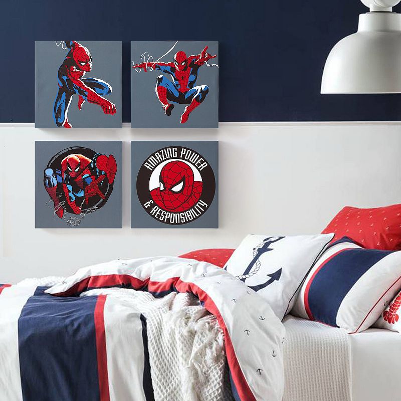 Idea Nuova Marvel Spider-Man Canvas Wall Art 4-piece Set