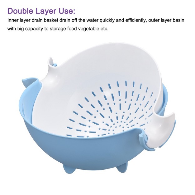 Unique Bargains Kitchen Strainer Colander Plastic Food Strainer With Dual Handles Washing And Drain Basket