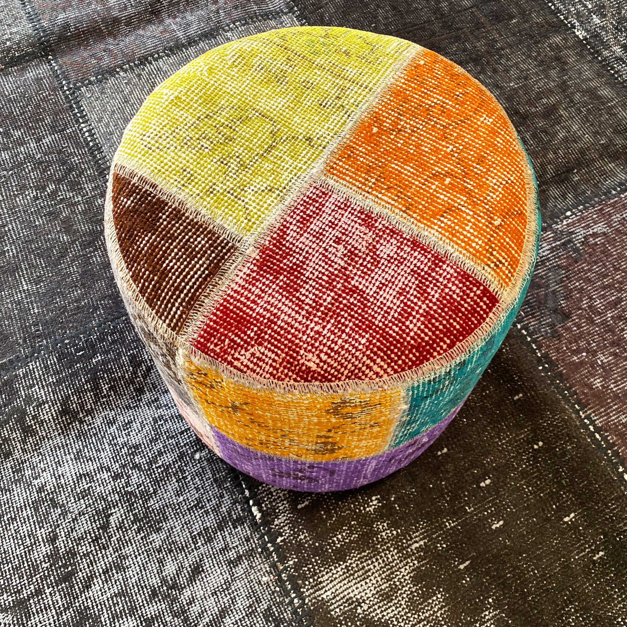 Hali X-Bursa Handmade Over Dyed Pouf Multi001