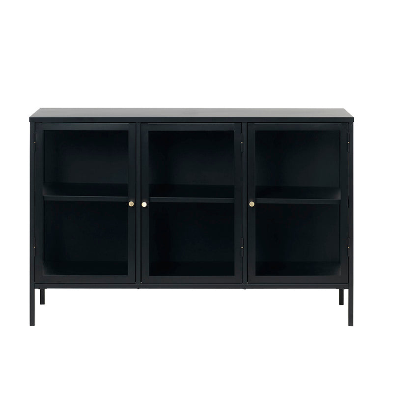 CARMEL 3 Glass Doors Sideboard 132cm - Black