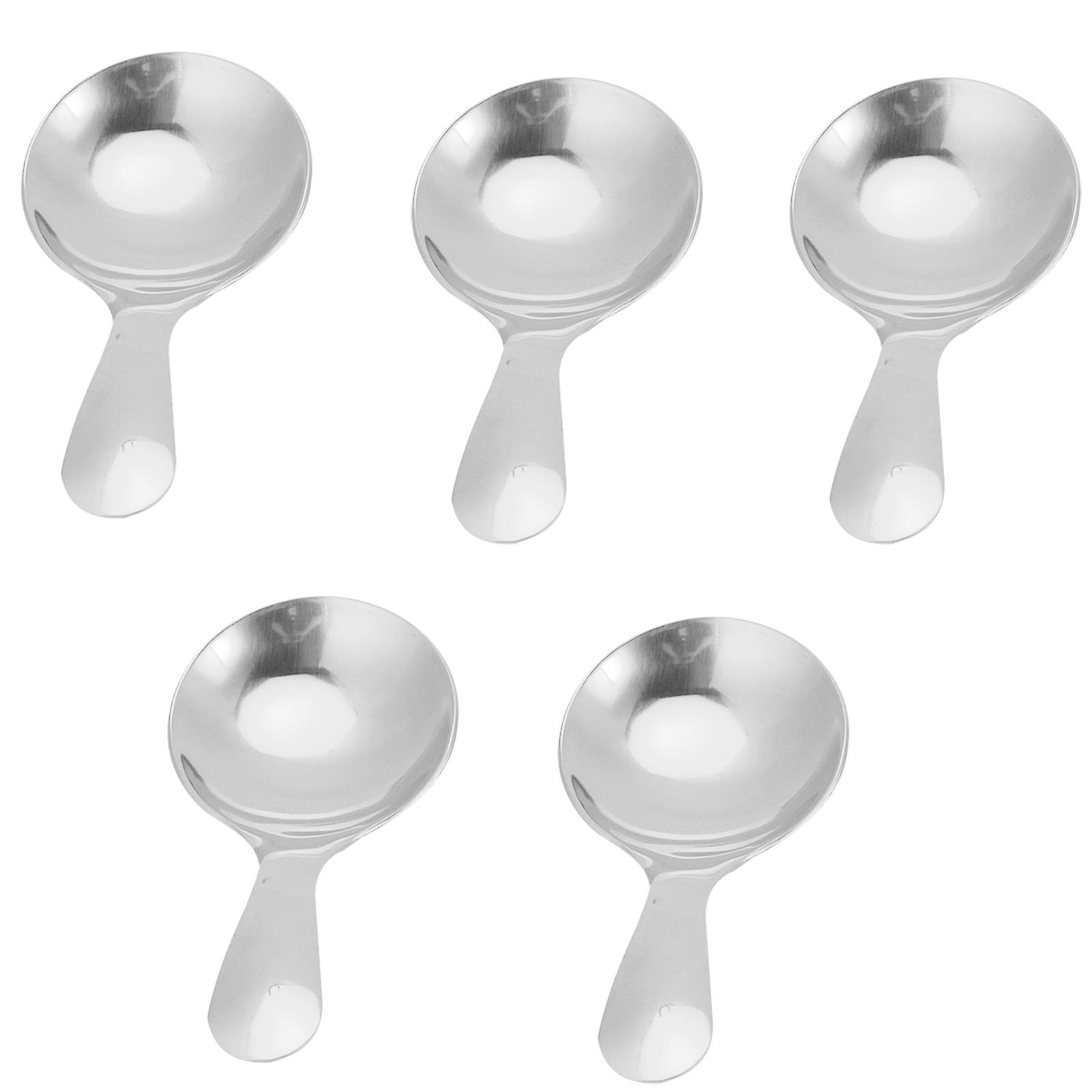 5pcs 304 Stainless Steel Ice Cream Scoop Tea Dessert Spoon Cream Kitchen Utensilssilver