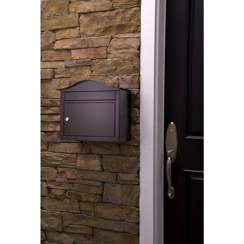 Architectural Mailboxes Saratoga Black Medium Steel Locking Wall Mount Mailbox 2550B-10