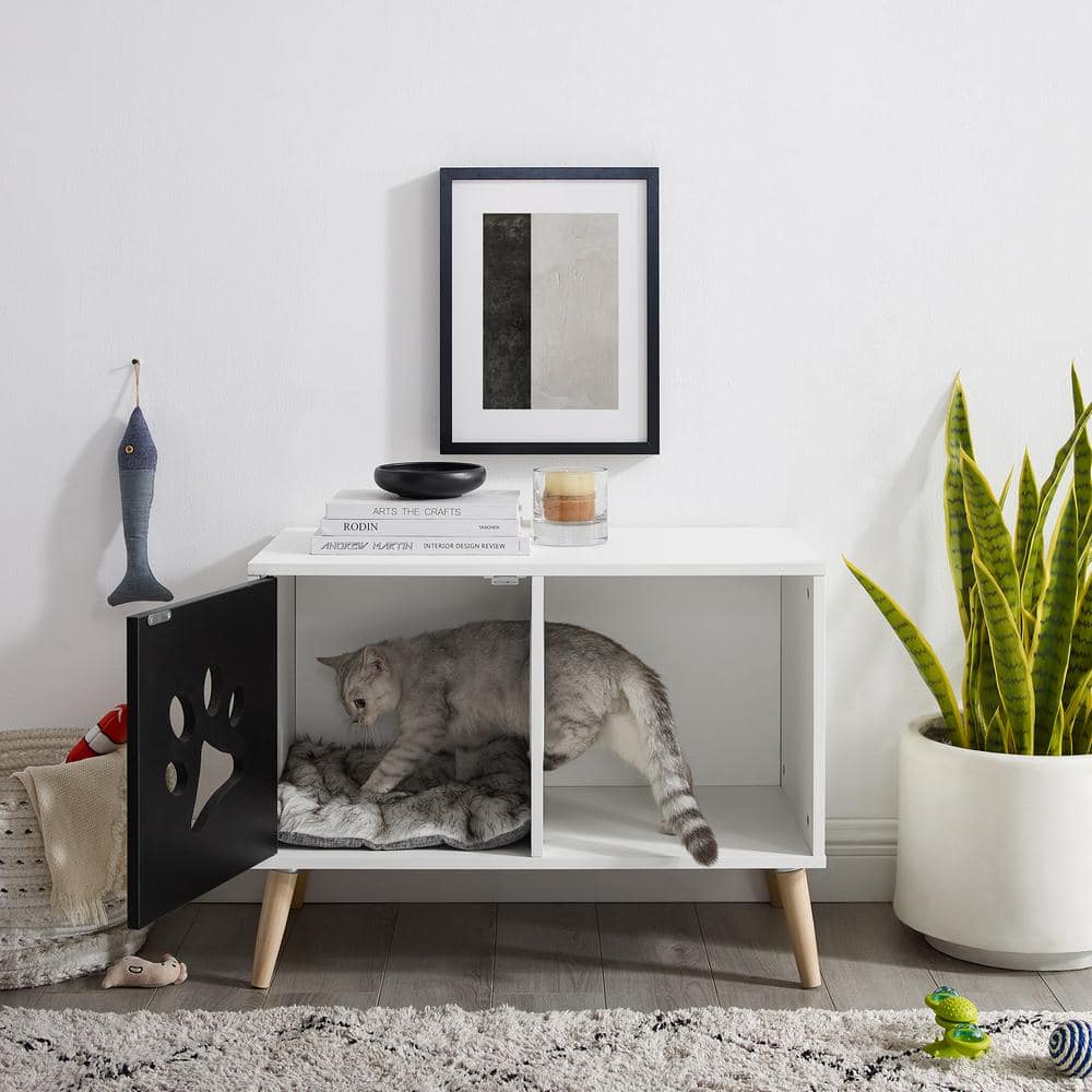 Sam's Pets Convertible 22 in. Black and White Cat Tree End Table SP-CT1265BW