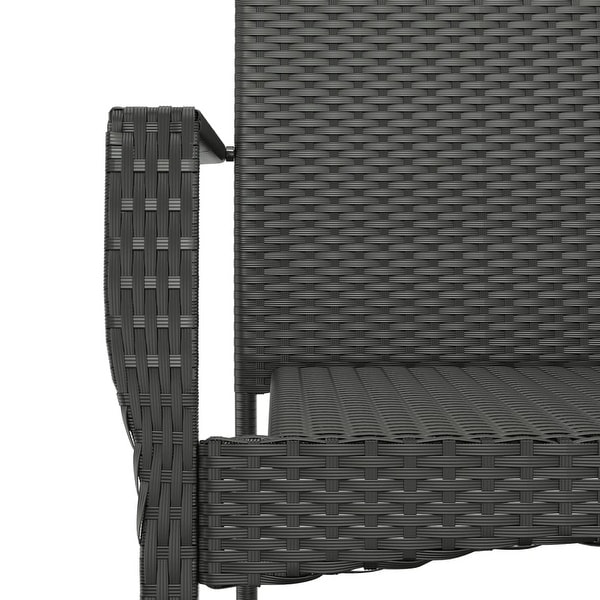 vidaXL 3 Piece Patio Dining Set with Cushions Black Poly Rattan