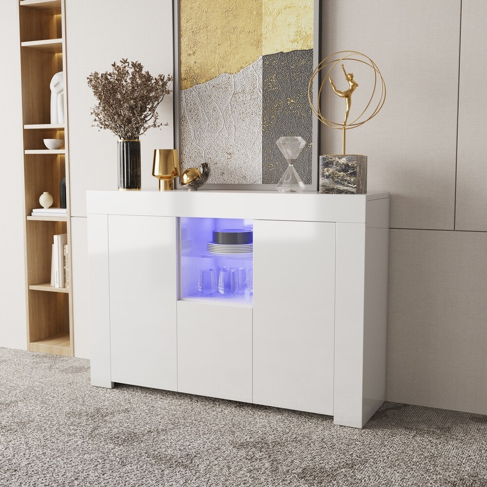 Modern Sideboard Storage Cabinet with LED Light