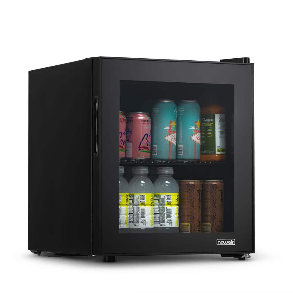 NewAir 17 in 60Can Beverage Refrigerator with Glass Door in Black Freestanding or Countertop Mini Fridge