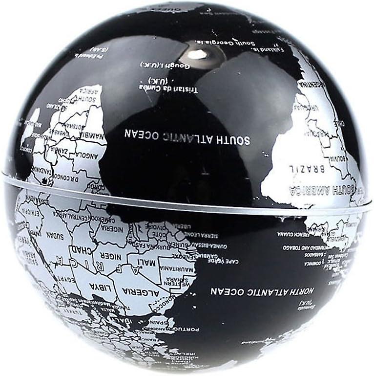 C Shape Magnetic Levitation Floating Globe With Led Lights ，world Map For Desk Decoration (black-silver)euro-gauge Two-round Power Plug (eu)