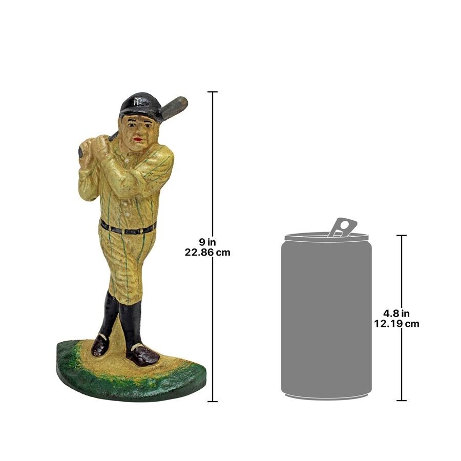 Design Toscano The Greatest Baseball Player Cast Iron Bookend and Sculptural Doorstop   Multi