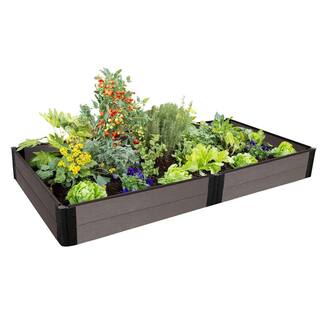 Frame It All One Inch Series 4 ft. x 8 ft. x 11 in. Weathered Wood Composite Raised Garden Bed 300001423