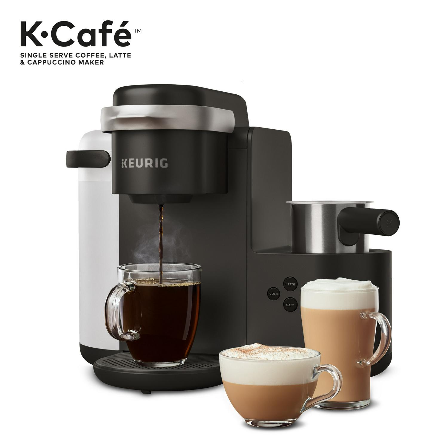 Keurig K-Cafe Single Serve K-Cup Coffee Maker， Latte Maker and Cappuccino Maker， Dark Charcoal