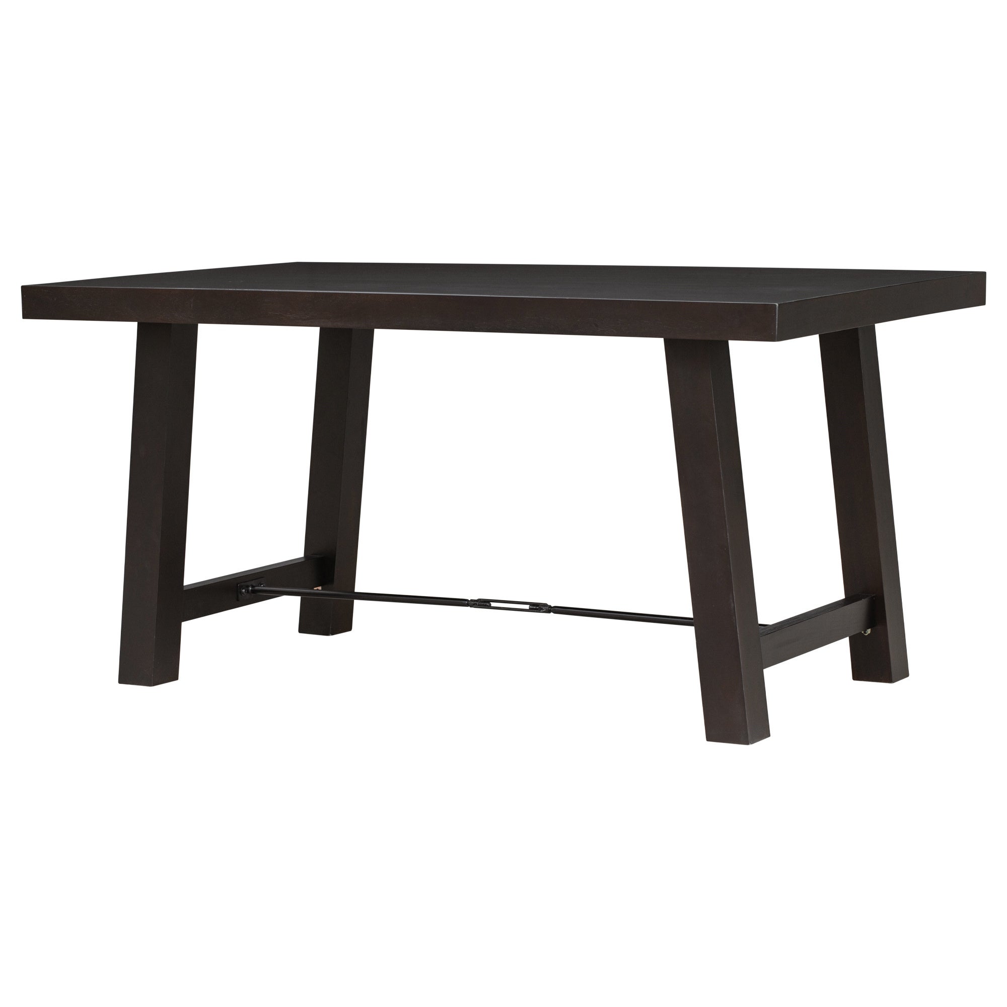 Wood Rectangular Dining Table with Bottom Metal Chain