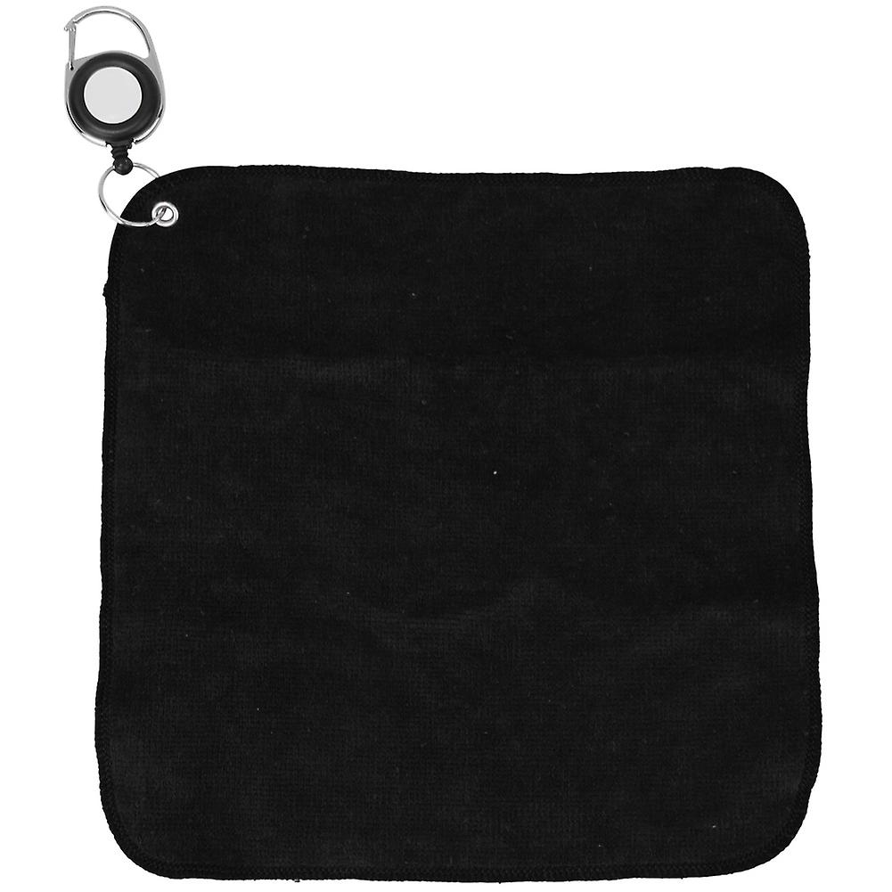 1 Pcs Double-sided Plush Cotton Golf Club Cleaning Towel Cloth With Pulling Rope Buckleblack