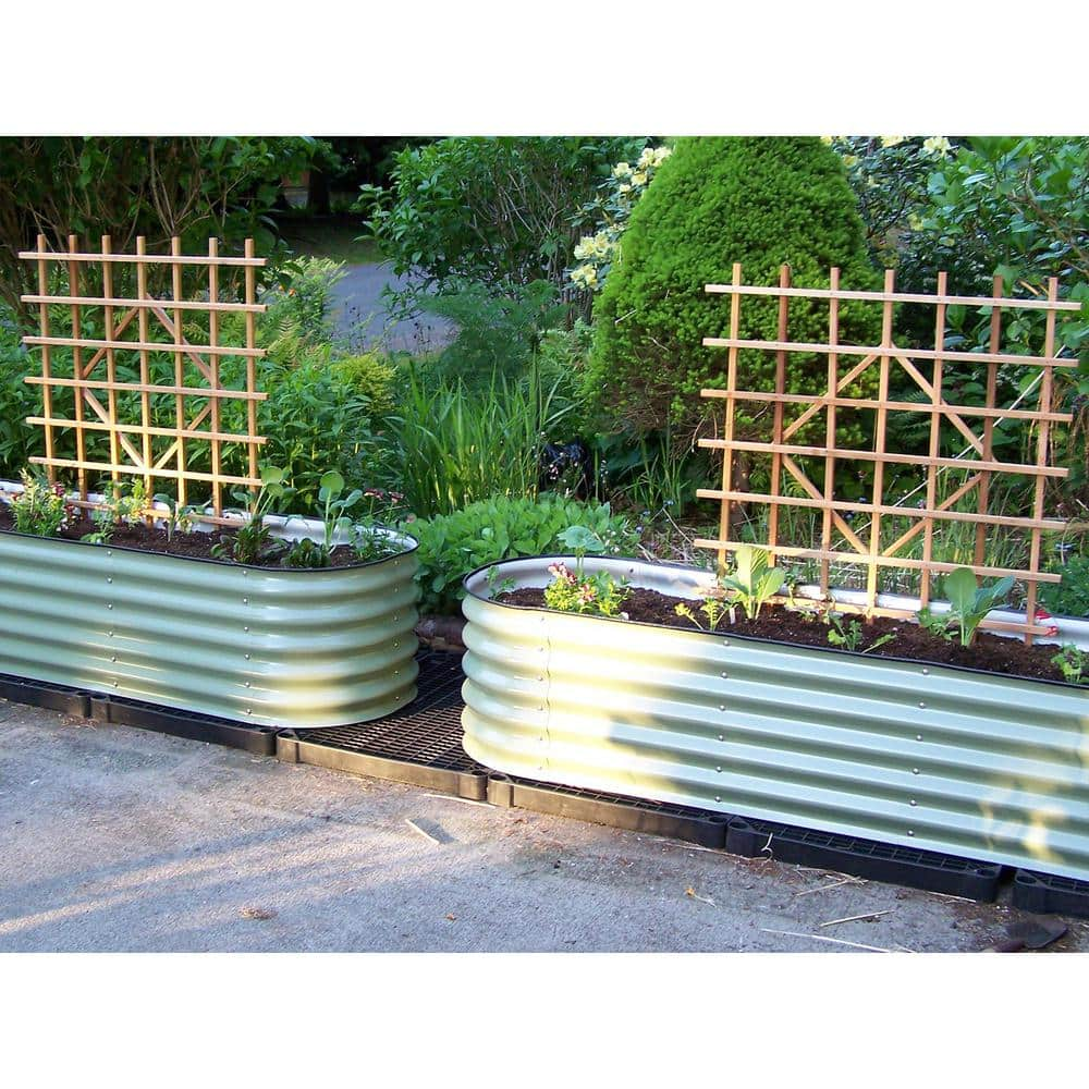 vego garden 17 in. Tall 6-In-1 Modular Olive Green Metal Raised Garden Bed Kit VB6N117G