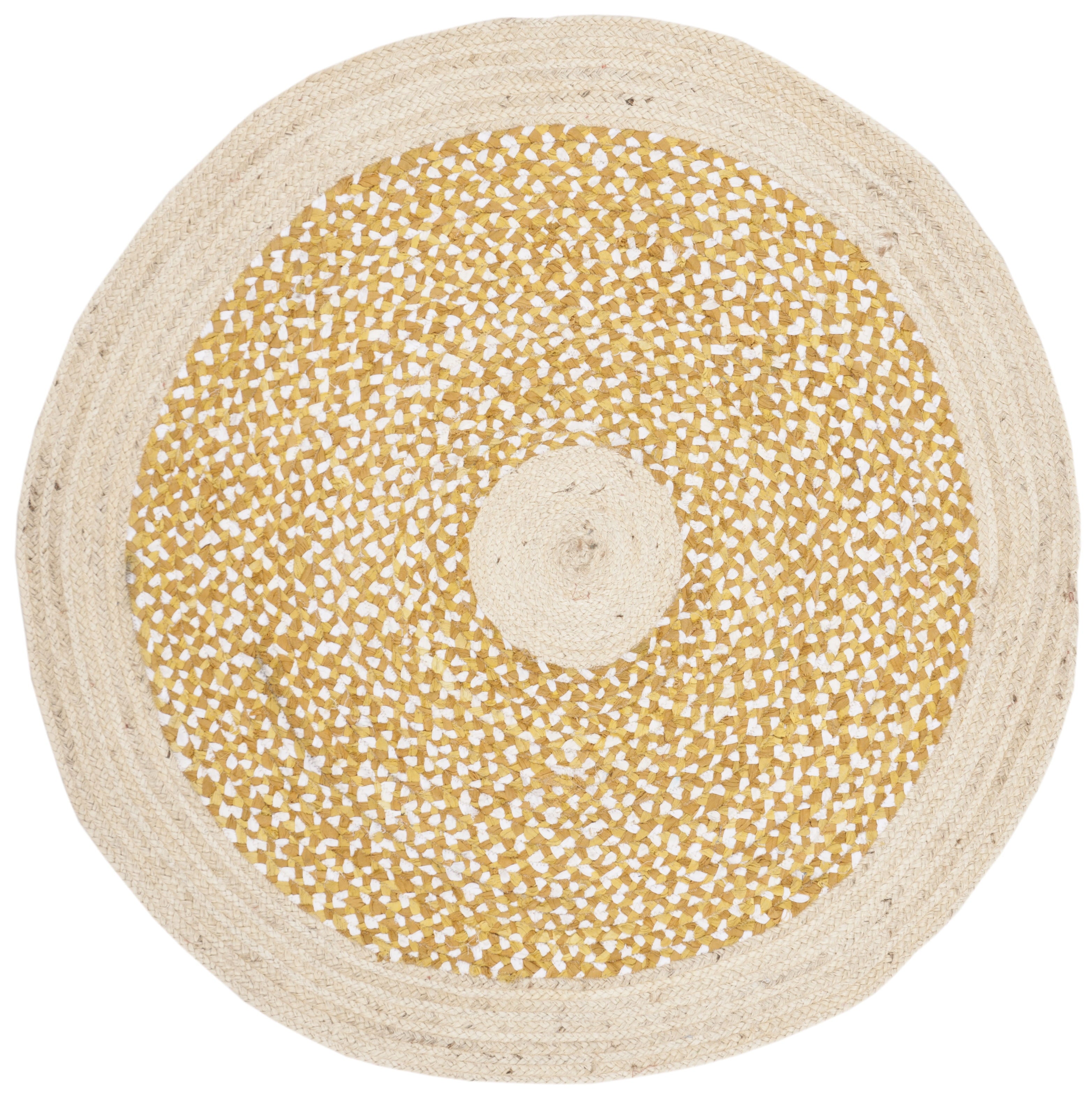 SAFAVIEH Cape Cod Wesley Braided Area Rug, 3' x 3' Round, Gold/Natural