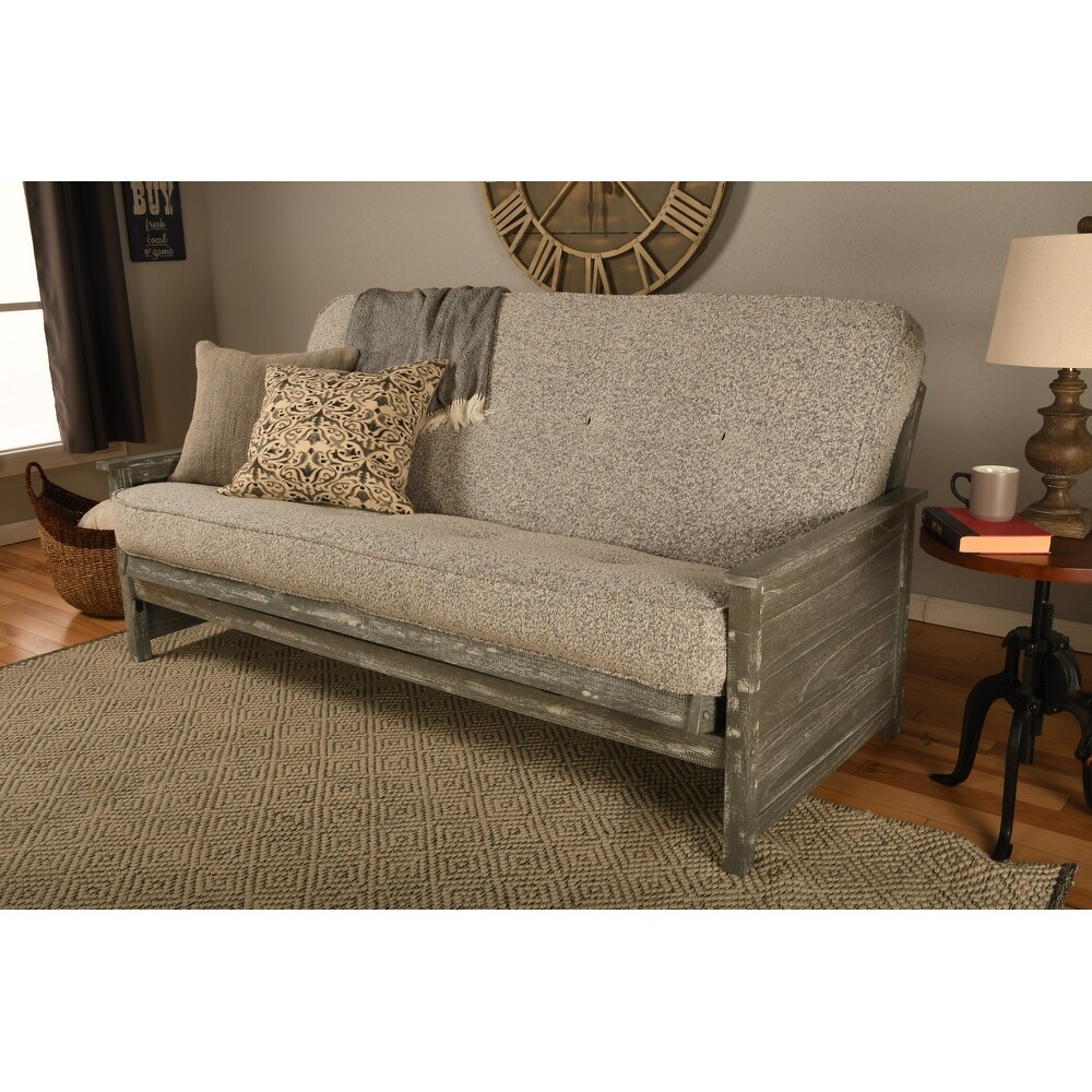 Somette Lexington Full size Futon Set in Weathered Gray Finish with Mattress