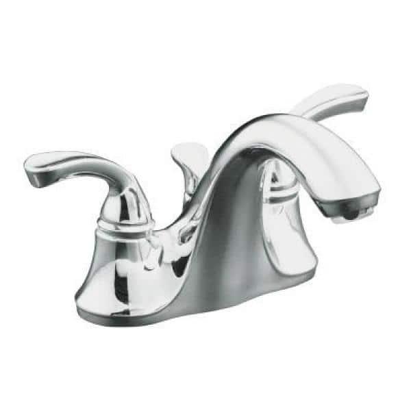 KOHLER Forte 4 in Centerset 2Handle LowArc WaterSaving Bathroom Faucet in Polished Chrome with Sculpted Lever Handles