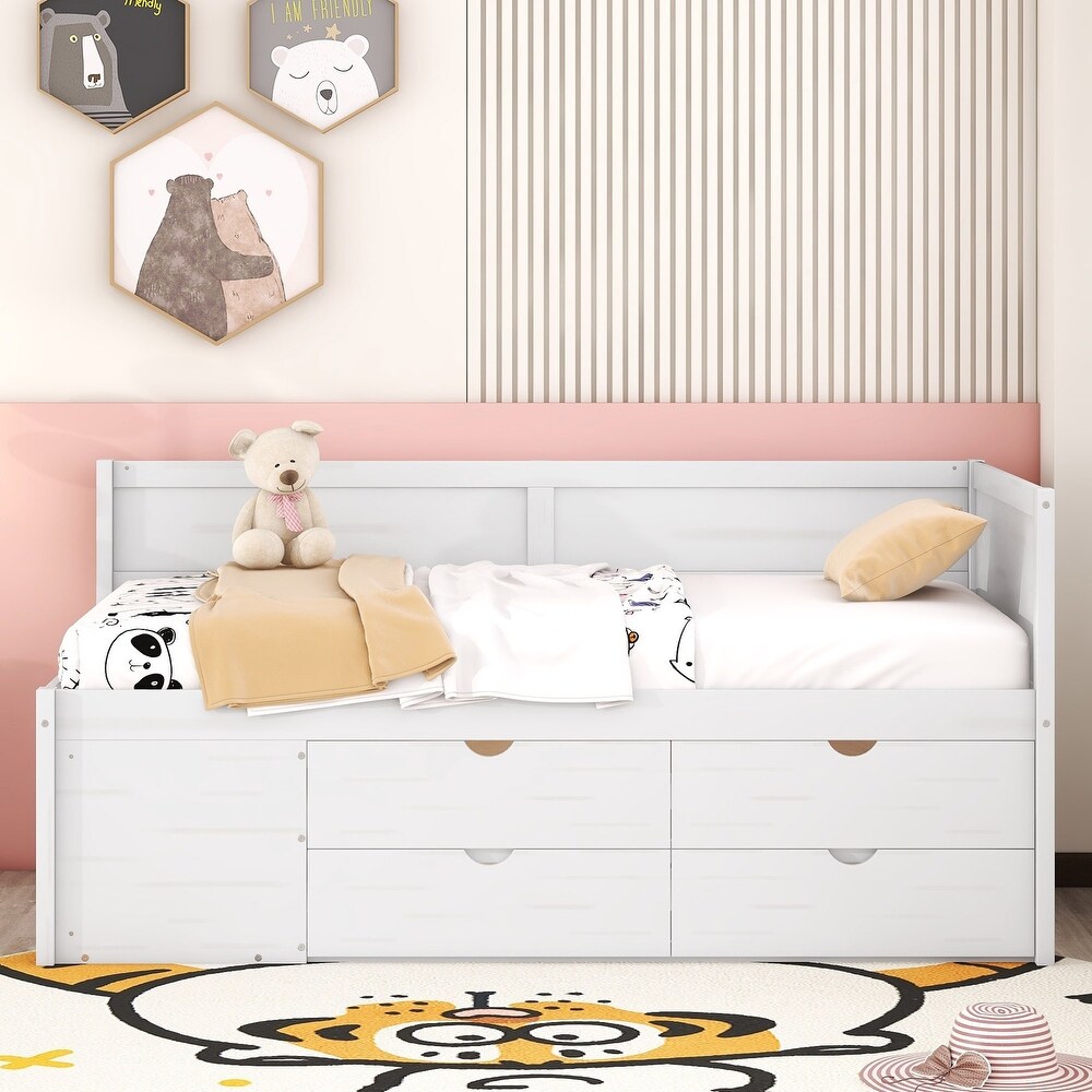 Twin/Full Size Daybed with Drawers and Shelves  Twin/Full Size Bed