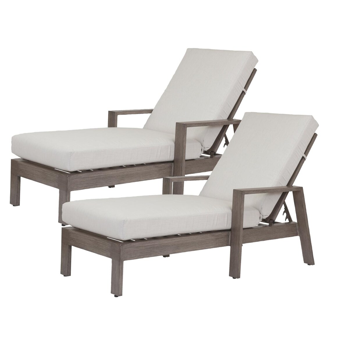 Laguna 2 Piece Aluminum Patio Chaise Lounge Set W/ Sunbrella Canvas Flax Cushions By Sunset West