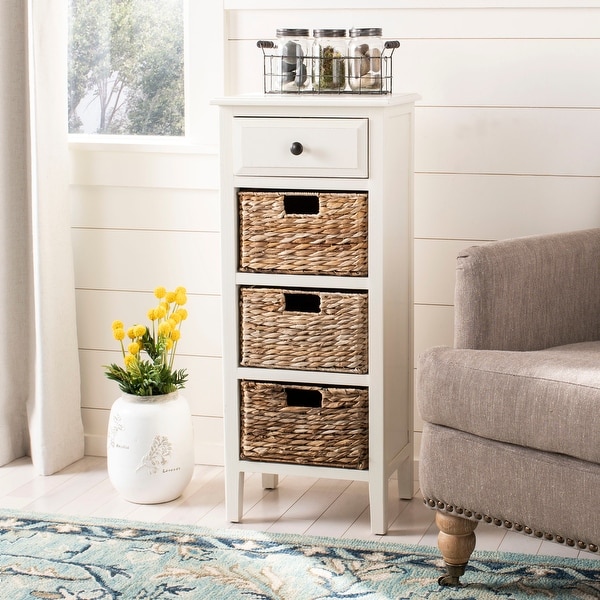 SAFAVIEH Michaela Distressed White 4-Drawer Storage Side Table - 15