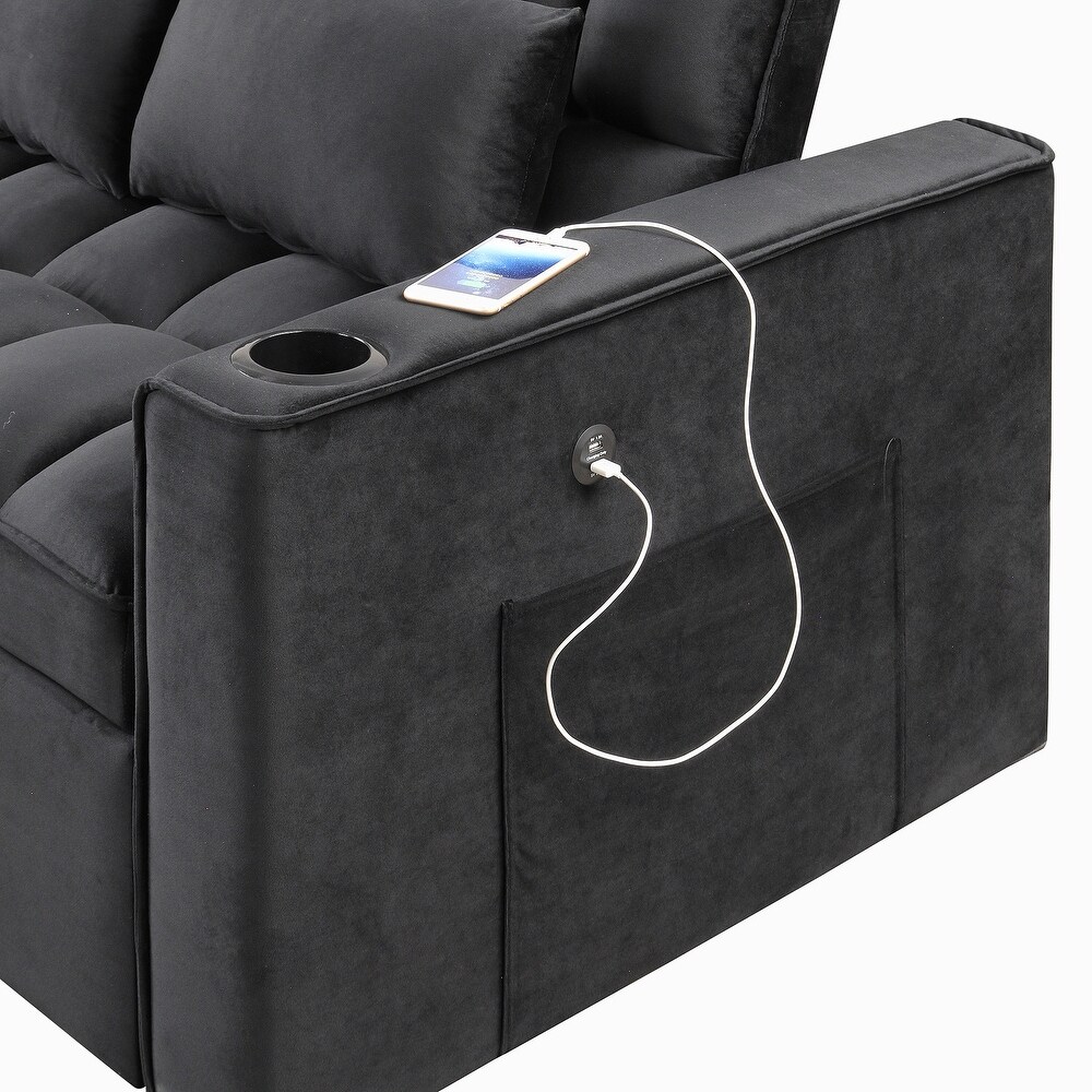 Sofa Bed with Cup Holder and USB Port