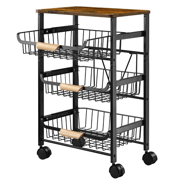 Nex 4 Tier Storage Cart With Mesh Basket Black