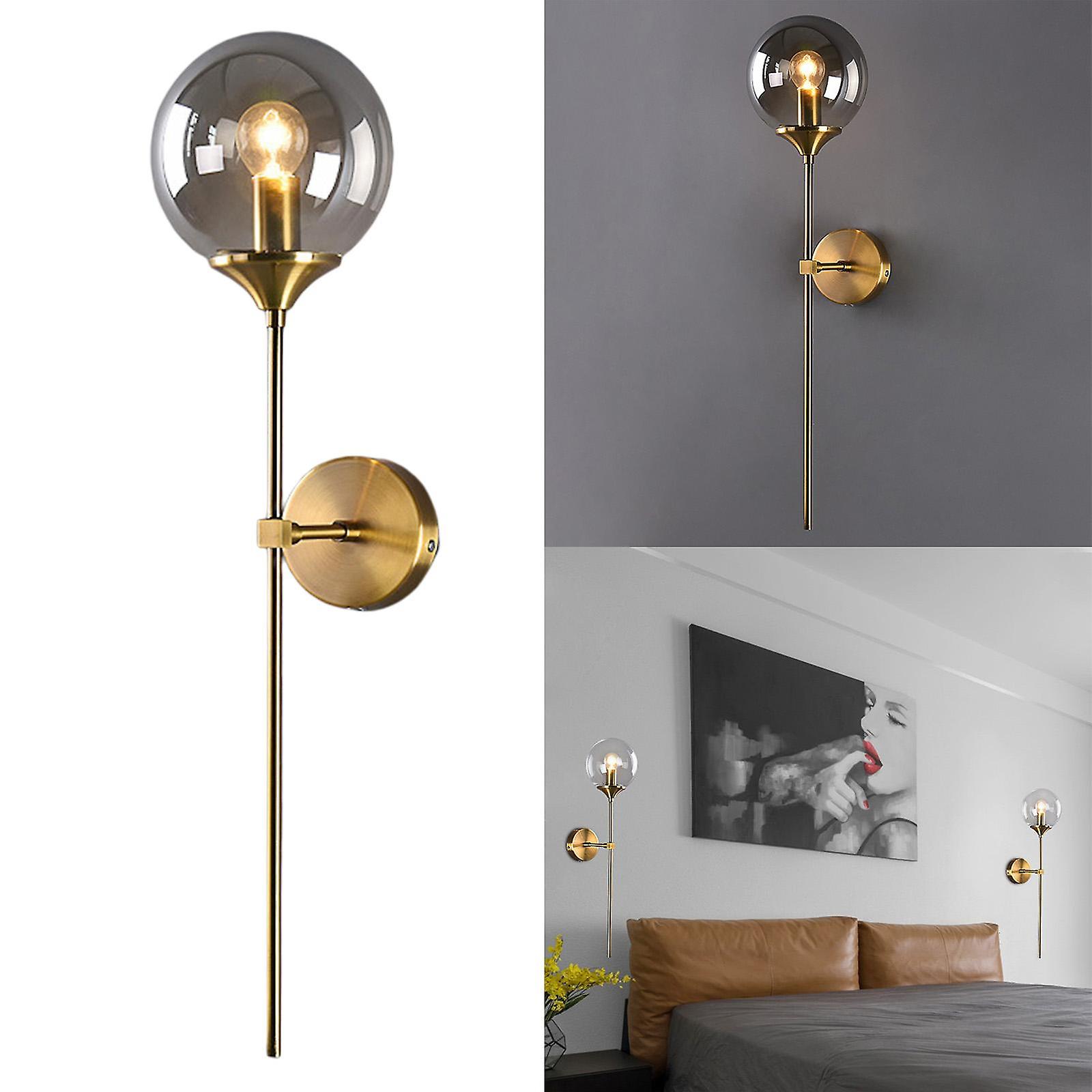 2x Modern Wall Light， E14 Glass Ball Wall Lamp， Led For Bedroom， Aisle， Living Room， Kitchen， Hallway， Restaurant， Hotel