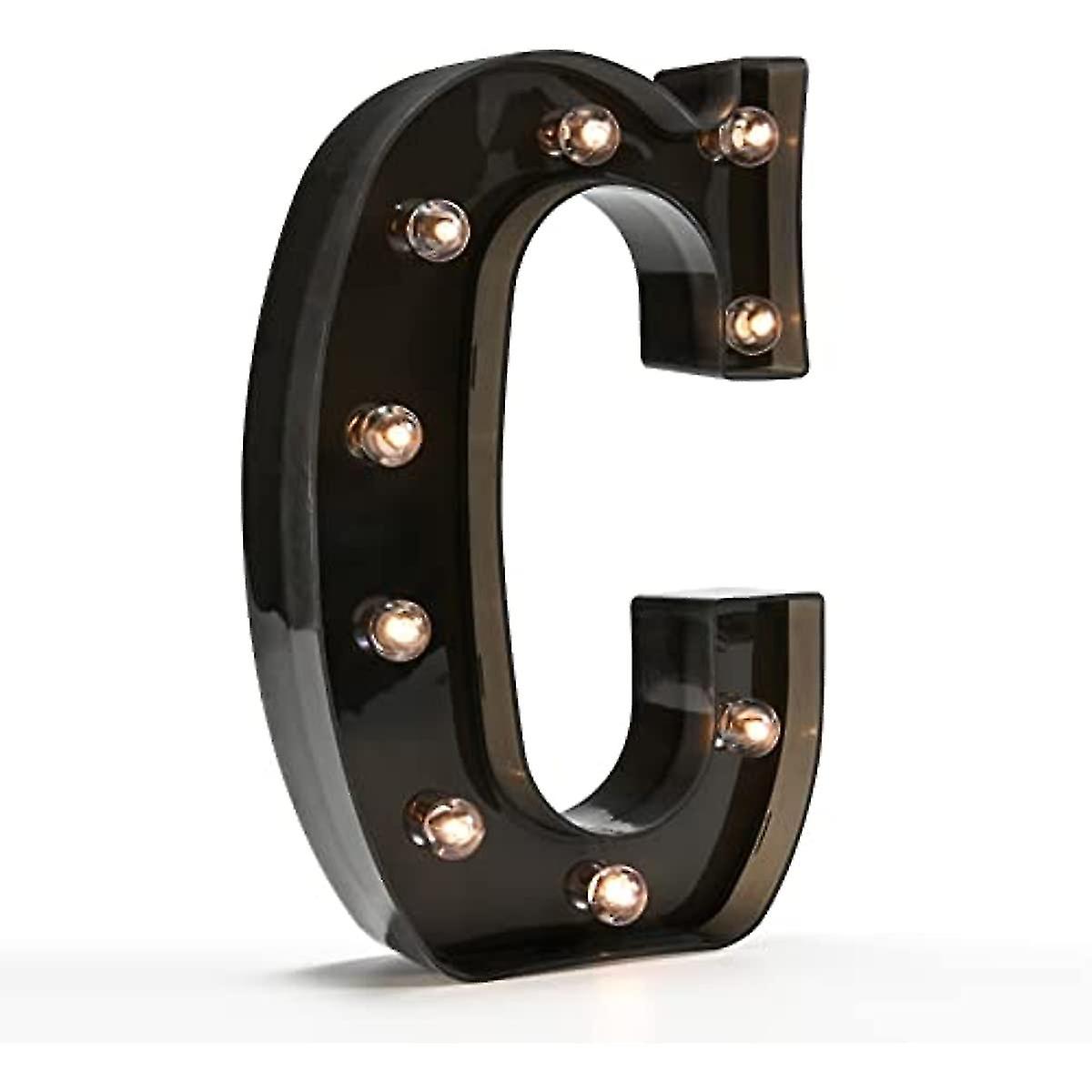 Light Up Black Alphabet Marquee Letters Led Lights Sign For Night Light Home Bar Christmas Lamp Birthday Party Wedding Decoration C